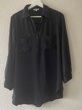 Pleione Black Long-Sleeve Pullover Shirt, Large